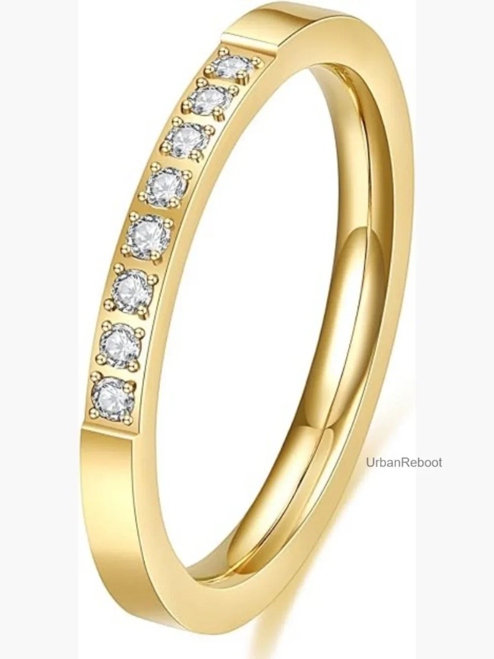 Stainless Steel Cubic Zirconia Wedding Band Ring Stackable No Tarnish Size 4-10